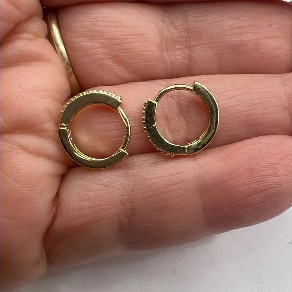 Gold-Tone Over Stainless Steel Pavé Hoop Earrings - Women Jewelry
